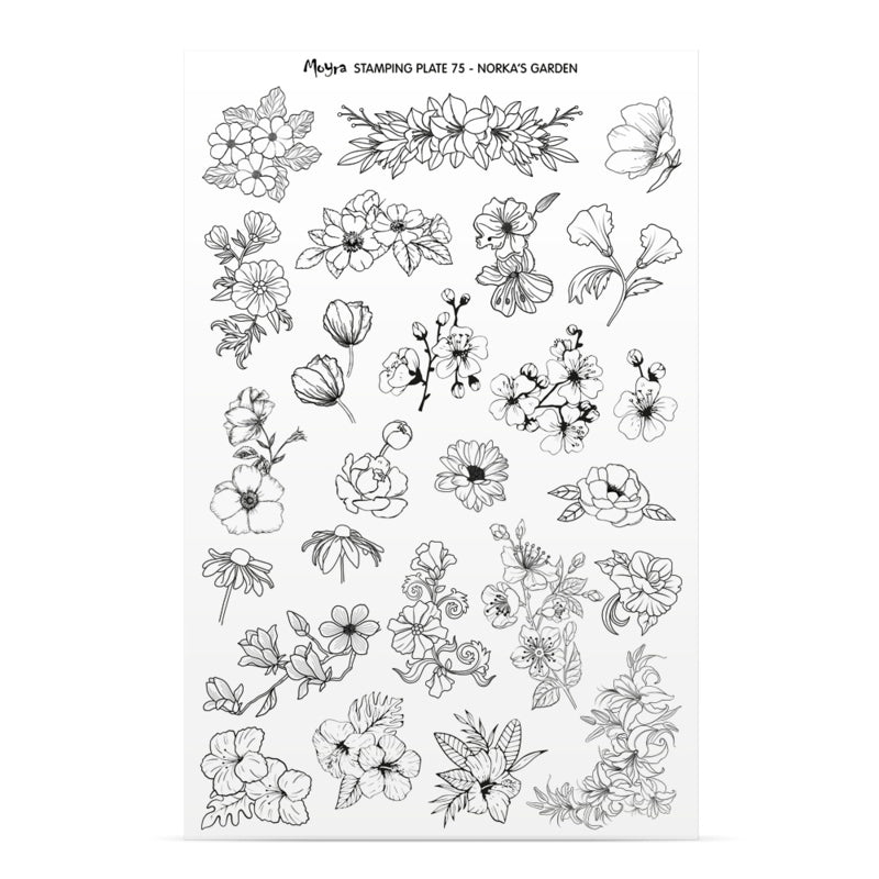 Moyra Stamping Plate 75 Norka's Garden + Gratis Try-on plate sheet